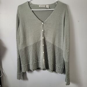 75% SILK Green Knit Cardigan